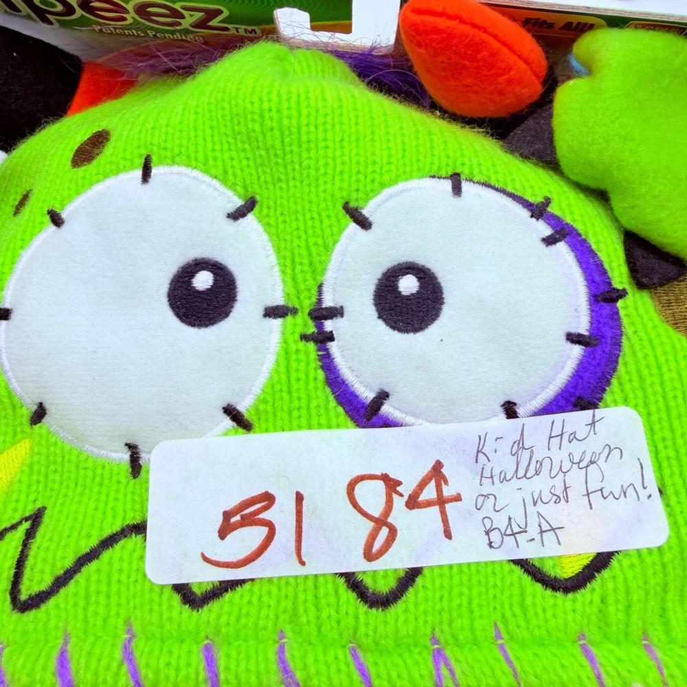 Flipeez Monster Hat Kids OS Lime Green Flapping Ear Beanie Halloween Costume Toy